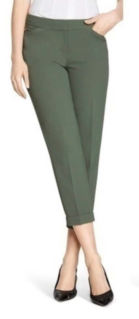White House Black Market | Olive Green Cuffed Crop Leg Dress Pants